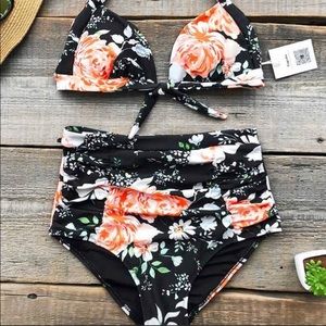 Cupshe high waisted floral bikini